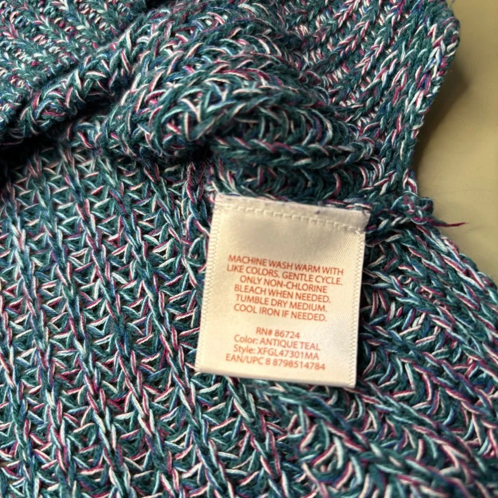 Faded Glory Womens SZ XXL (20) Cable Knit Sweater Antique Teal Blue Cotton Blend
